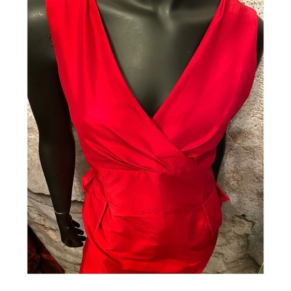 Evan Picone Red Sateen Dress - Picture 3 of 6